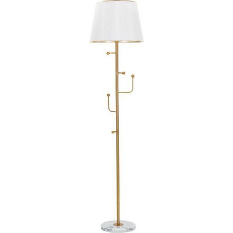 Dmora - Lampada da terra Borbona, Luce da terra, Lampada da pavimento, Lampada a stelo, 41x41 h173 cm, Bianco e Oro