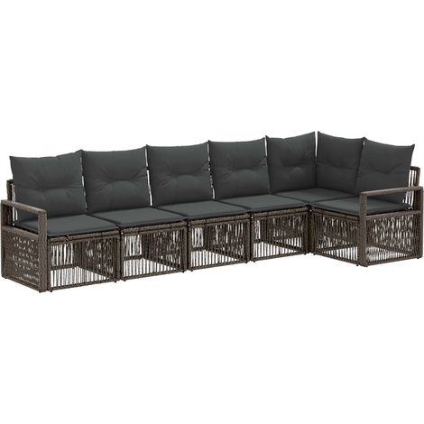 Gartensofa-set 6 pcs Grau Poly-Rattan vidaXL