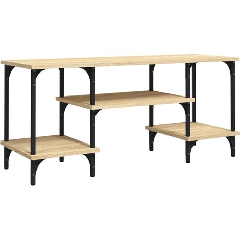 Meuble TV élégant avec 3 étagères et pieds en métal 102 x 35 x 45 cm en bois d'ingénierie chêne sonoma (1/5)