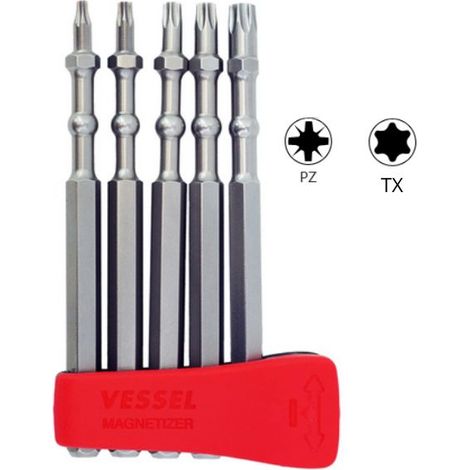 Jeu 5 embouts impacts ball - Empreinte : PZ/TX - Longueur : 90 mm - VESSEL