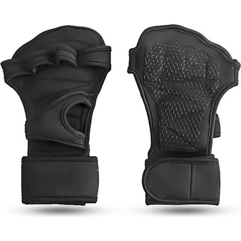 Gants de musculation en polyester fibre, scratch haute densité antidérapant, pour entraînement et haltérophilie, noir M (1/5)