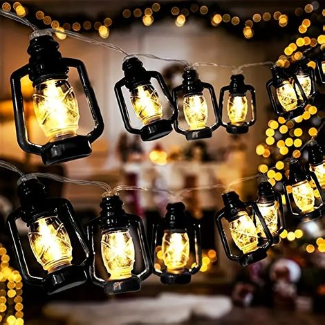 Guirlande jardin lanterne de Camping à 20 LED, Mini lampe à kérosène, Patio, lumineuse, maison, fête, arbre de noël, décorations du nouvel an (1/5)