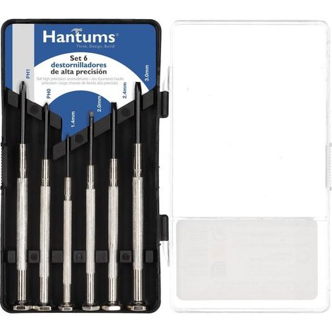 Jeu de 6 tournevis de haute précision - 4 plats et 2 cruciformes (1/5)