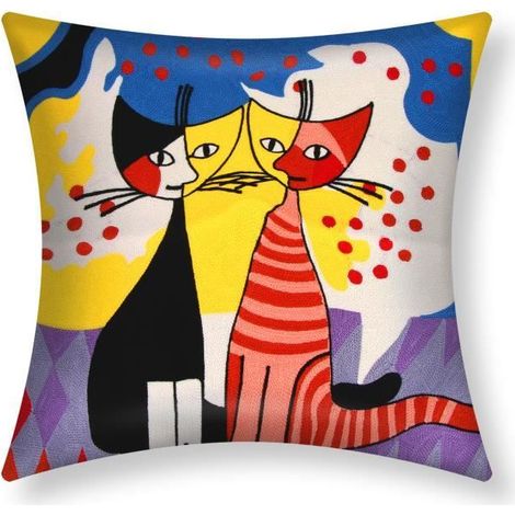 Housses de coussin - AVIZAR - Lot de 2 - 45x45 cm - Brodées - Multicolore - Contemporain (1/5)