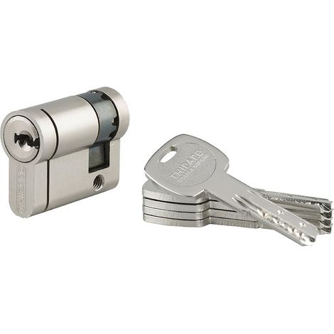 Semicilindro europeo 30 x 10 mm, nichelato, camma orientabile, 4 chiavi – THIRARD (1/4)