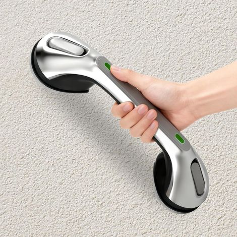 Poignée d'appui pour douche sans perçage, avec ventouse, poignées pour personnes âgées 40 cm, max 110 kg, poignée de douche avec ventouse, baignoire amovible, aide à l'entrée avec avertissement (1/5)