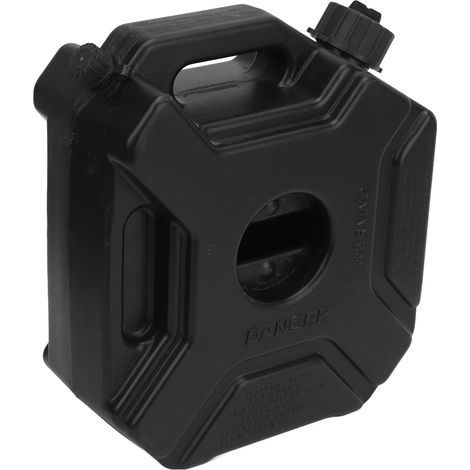 Bidon d'essence/carburant noir de 5 litres (1,3 gallon), réservoir de réserve pour voiture, moto, UTV, quad, moto tout-terrain, avec support.