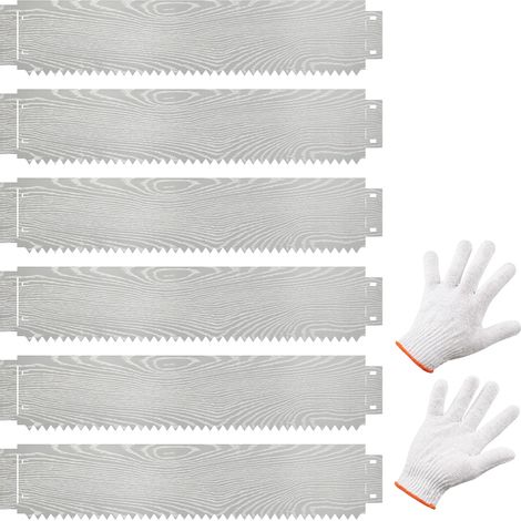 COSTWAY Bordatura da Giardino 6 M, Set di 6 Bordi per Aiuola 110 x 22 cm in Metallo Zincato con Paio di Guanti, Recinzione Flessibile per Prato, Cortile e Giardino (1/5)