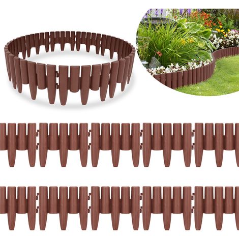 TolleTour 50 Stück Rasenkante Holzoptik Beeteinfassung Mähkante Beetumrandung Kunststoff für Garten, Wiese 14m Braun (1/5)