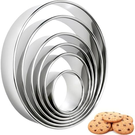 Rond Acier inoxydable Biscuit Coupteur, Pâte Coupteur, Pâte Coupteur, Pâte Cercle, Tailles cm, Cuisine Moule Pâte, Biscuit Coupteur Ensemble