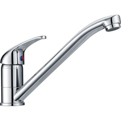 Einhebel-Küchenarmatur mit langem Schwenkauslauf, einteilige Armatur, Korpus aus massivem Messing, verchromte Armaturen, 1-Loch-Anschluss (1/5)