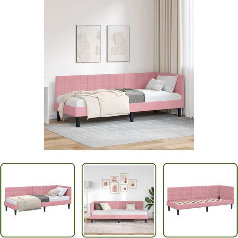 Canapé et lit - Cadre de lit d'angle Rose 80 cm x 200 cm Velours (1/5)