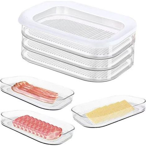 Contenedor de carne apilable de 3 capas con tapa (). (1/4)