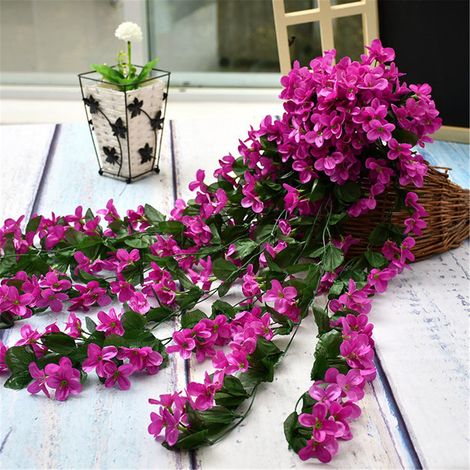 Guirlande Fausse Fleurs - Vigne Artificielle Violet - Décoration Murale et Suspension - Longueur 90 cm - 1 Pièce (1/4)