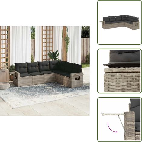 vidaXL Salon de jardin 6 pcs avec coussins gris clair résine tressée (1/5)