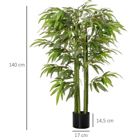 Bambou artificiel de 140 cm avec pot et tiges réalistes, arbre synthétique d'intérieur pour la décoration de la maison ou du bureau, vert (1/5)