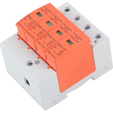 Dispositif de protection contre les surtensions 4P, montage sur rail DIN, avec indicateur, 420 V CA, RMU1-C20 (1/5)