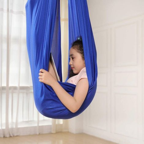 Filiyano-Balancelle (bleue) pour une utilisation intérieure et extérieure, fauteuil hamac élastique, 280 x 150 cm (1/5)