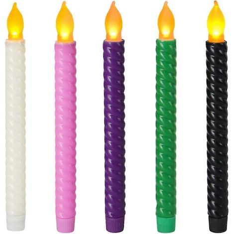 Bougies électroniques LED à longs feux clignotants jaunes, effet bougie sur pied, décoration pour anniversaire et mariage. (1/5)