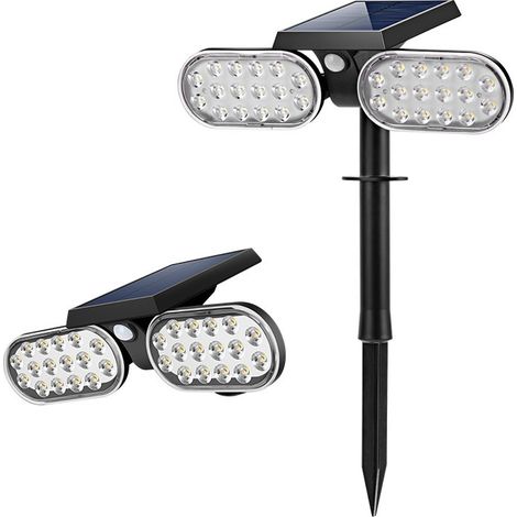 Jandei - Foco solar exteriores con 2 faros 6000K con sensor