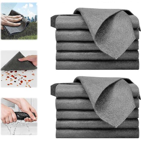 Chiffon magique de nettoyage pour vitres, lot de 10 chiffons de nettoyage magiques épais, chiffons d'essuyage pour vitres, nettoyage du verre en microfibre sans traces (1/5)