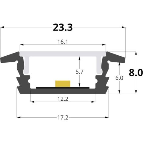PROFILO PER LED DA INCASSO IN ALLUMINIO CON COPERTURA OPACA BARRA 3,0 MT (1/3)