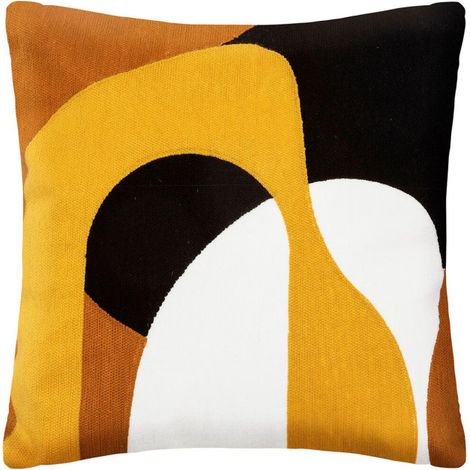 Coussin Déco Imprimé "Hary" 45x45cm Ocre (1/2)