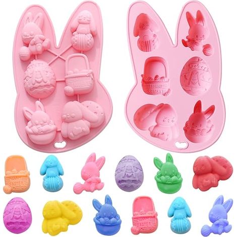 Moule Chocolat de Pâques, 6 Moules en Silicone de Pâques Moule à Chocolat, Moule Silicone Patisserie de Paques Decoration Paques, pour la Confection de Bonbons, de Pâtes à Modeler et de Gâteau (1/5)