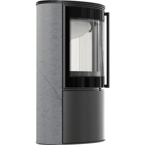 BJORN 150 7 kW freistehender Stahlofen, dekorative GREY SATIN-Speicherkeramik, Stahlabdeckung (1/5)