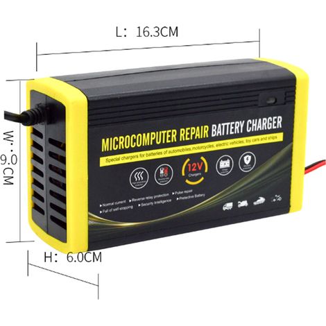 GARRYFIZH Chargeur de batterie intelligent 12 V 6 A pour motos, voitures, SUV, batteries sèches et batteries au plomb-acide (prise UE). (1/5)