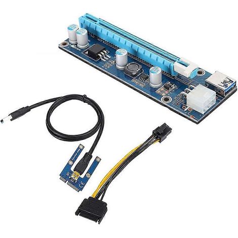 Mini-PCIe-16x-Adapter, PCIe-zu-PCI-Express-16x-Extender mit 4 Feststoffkondensatoren und einer 6-Pin-Schnittstelle für das Mining von Kryptowährungen mittels Grafikkarte. (1/5)