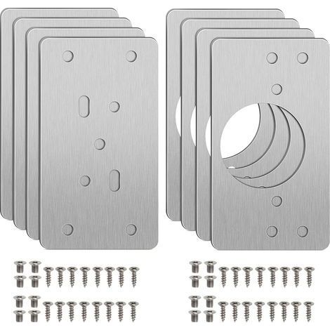 Plaque Reparation Charniere Porte D'armoire avec Trou, 8pcs Kit de Réparation Charnière Meuble Acier en Inoxydable avec Vis, Hinge Repair Kit pour Installation de Charniere Porte Placard (1/5)
