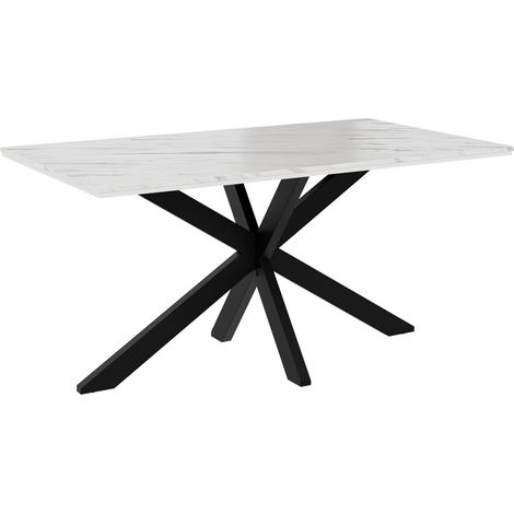 Mesa Goodyear 136, Mármol blanco, 74x90x160cm, Aglomerado laminado, Metal