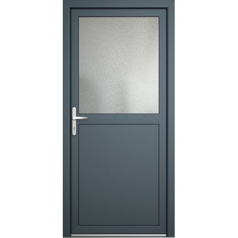 Porte de service 02, ouvrant vers l’extérieur, blanc/titane largeur: 80cm, hauteur: 205cm, sens d'ouverture: tirant gauche