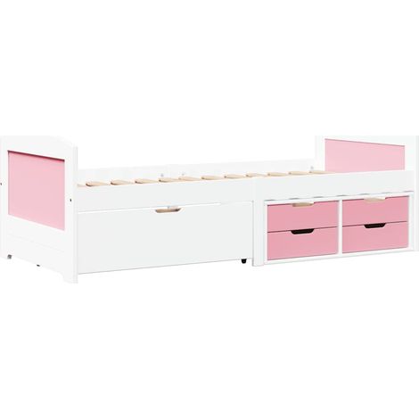 vidaXL Dormeuse 5 Cassetti senza Materasso Bianco&Rosa 90x200 cm IRUN (1/5)