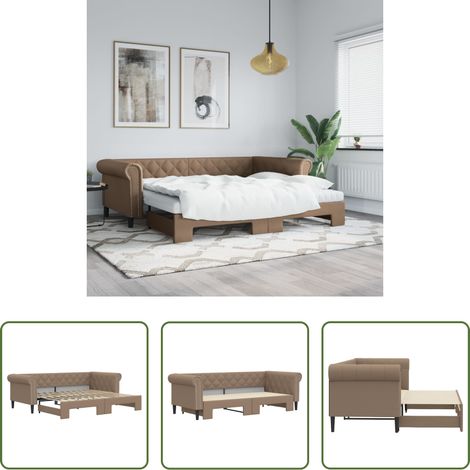 Schlafsofa - Tagesbett Ausziehbar Cappuccino 90x200 cm Kunstleder (1/5)