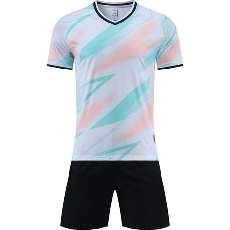 Football Jersey, Men's and Women's Breathable and Quick-Drying T-Shirt, V-Neck Sportswear + Shorts, Children's Football Jersey Set for Everyday Play (1/5)