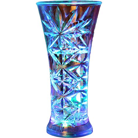 Gobelet Lumineux Transparent Capteur Eau Motif Flocon PS Alimentaire pour Soirées Fêtes Clubs (1/4)