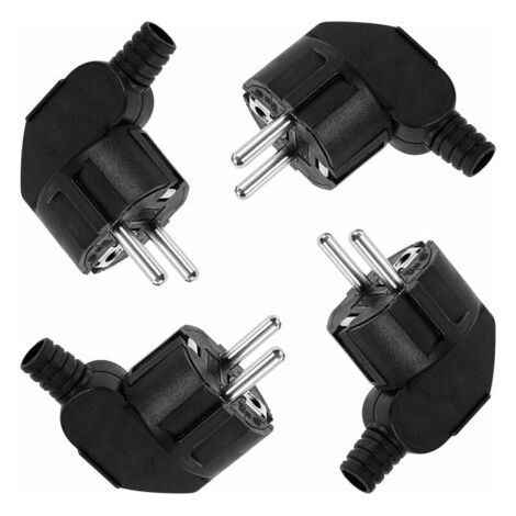 Prise électrique mâle 250V 16A, 4 pièces, prise d'angle, mise à la terre, Protection de prise électrique, noir (1/5)