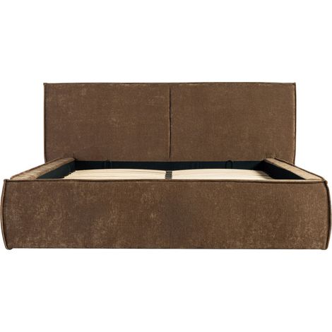 Lit coffre en tissu chenille 140x190cm - Marron - Liberia (1/5)