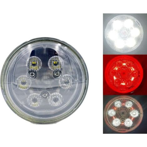 Lampe LED à diode halogène 2100 lm 112 mm 24 W — lumière blanche et rouge