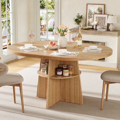 Tavolo da pranzo rotondo allungabile in MDF 110-150 x 110 x 77,5 cm OKWISH (1/5)