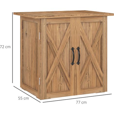 Abri de jardin en bois avec deux portes et poignées, style champêtre, 77 x 55 x 72 cm, marron (1/5)