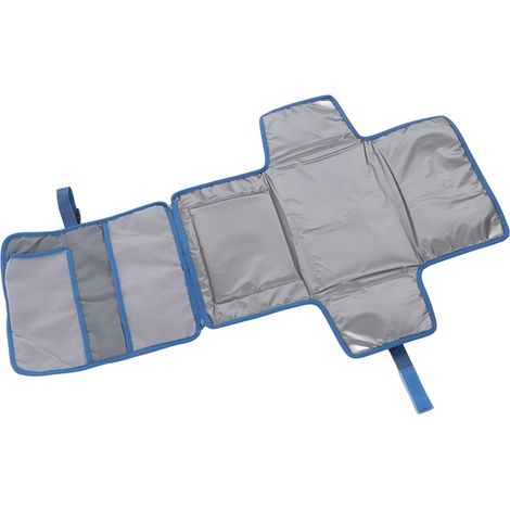 Matelas à langer imperméable, portable et pliable pour voyage, avec sangles de suspension, bleu (1/5)