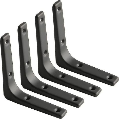 Support mural pour étagère, support en métal noir mat, support d'étagère métallique 100 mm x 100 mm, lot de 4 (1/5)