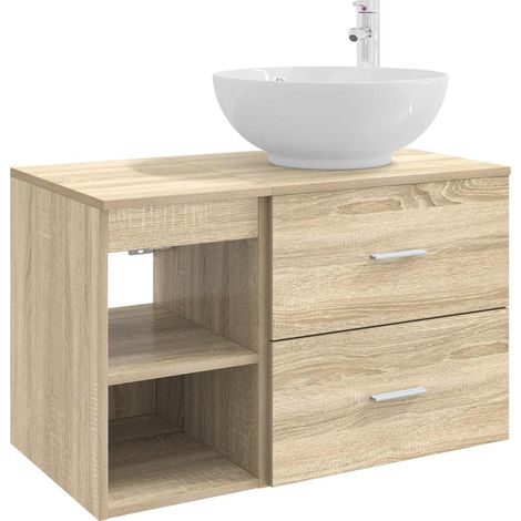Bathroom Furniture Set 2 pcs Sonoma Oak Engineered Wood vidaXL