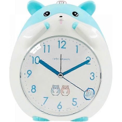 Réveil cartoon hamster - Veilleuse intégrée - Décoration bureau pour enfants - Bleu (1/4)