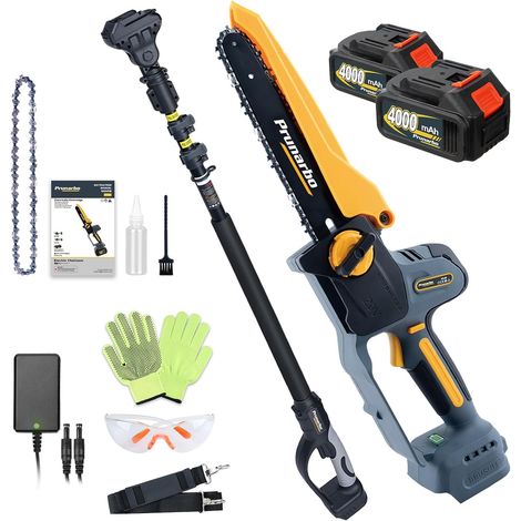Élagueuse sur Perche 8" Télescopique avec 2 Batteries 4.0Ah Travail Sans Échelle, Portée Jusqu'à 2,5 m, Coupe en Hauteur, Vergers, Grands Arbres, Plus de Sécurité (1/5)