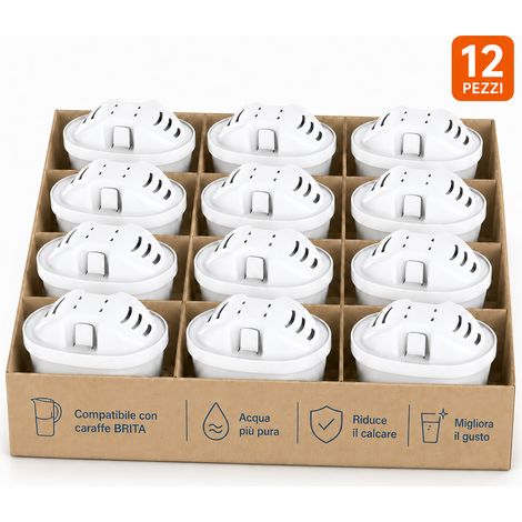 Mutital 12 Filtri Acqua per Caraffa, Compatibili con Brita Maxtra+, Maxtra Plus e Maxtra Pro, Cartucce Filtranti per Marella, Style, Elemaris e Aluna (1/5)