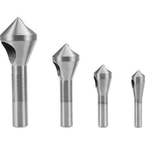 Jeu de forets à tête fraisée, à chanfreiner et à ébavurer (2-5 mm, 5-10 mm, 10-15 mm, 15-20 mm), outils de travail du bois à tige ronde, acier rapide, jeu de 4 pièces. (1/4)